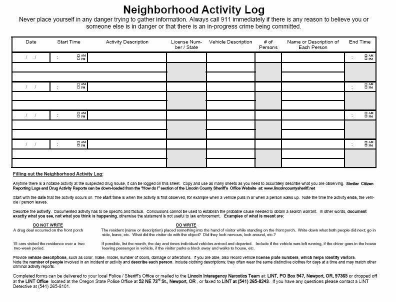 Neighborhood Activity Log