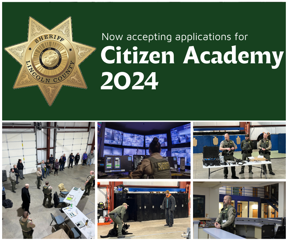 Photo collage of different presentations and activities such as K9 demo, role playing, and tours.