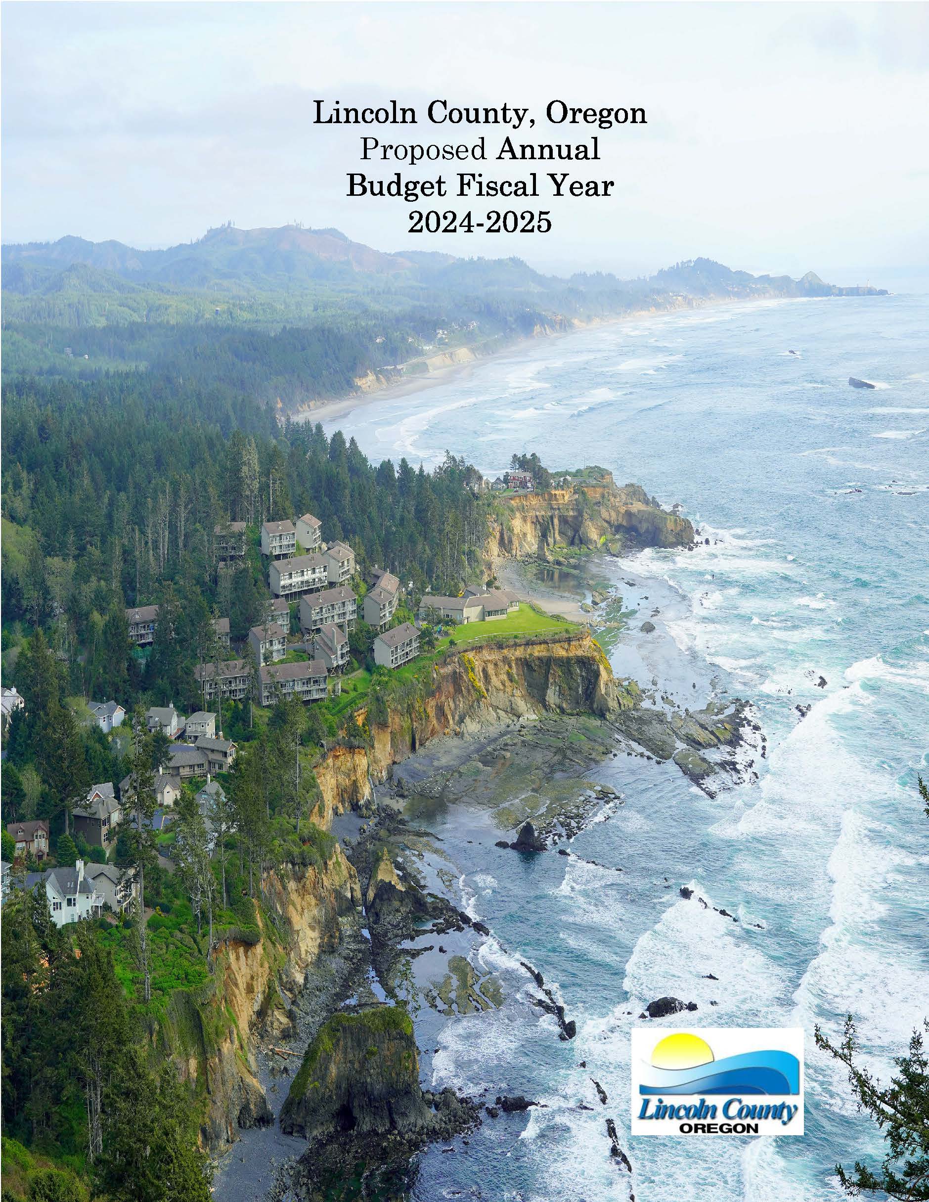 FY24-25 Budget Cover showing the Oregon coast