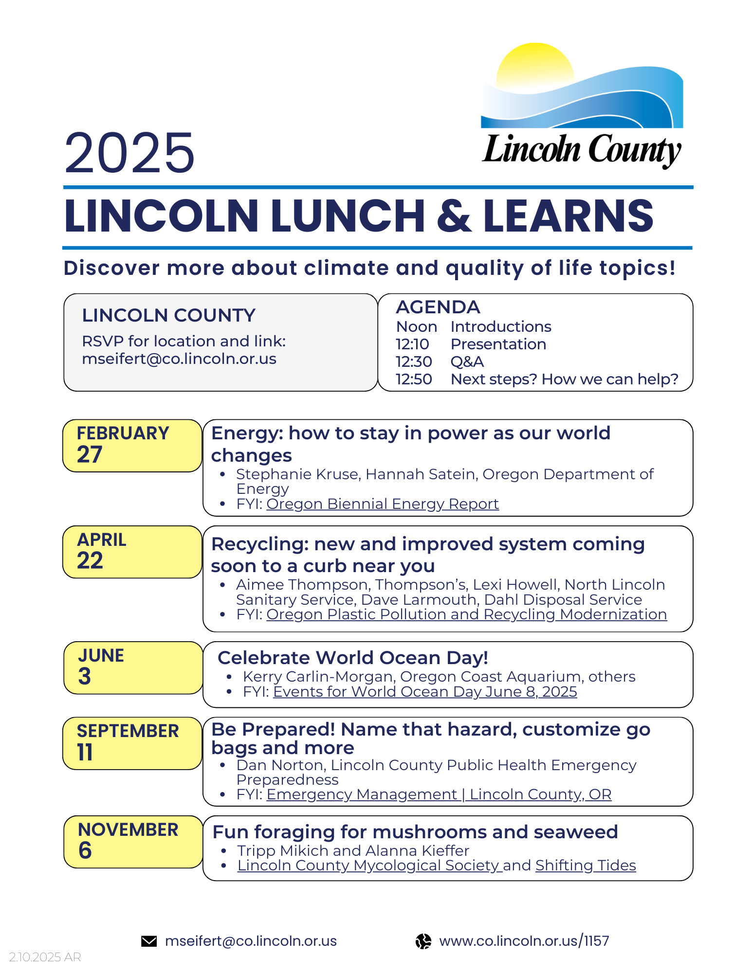 Lincoln Lunch and Learn full schedule - Link to PDF