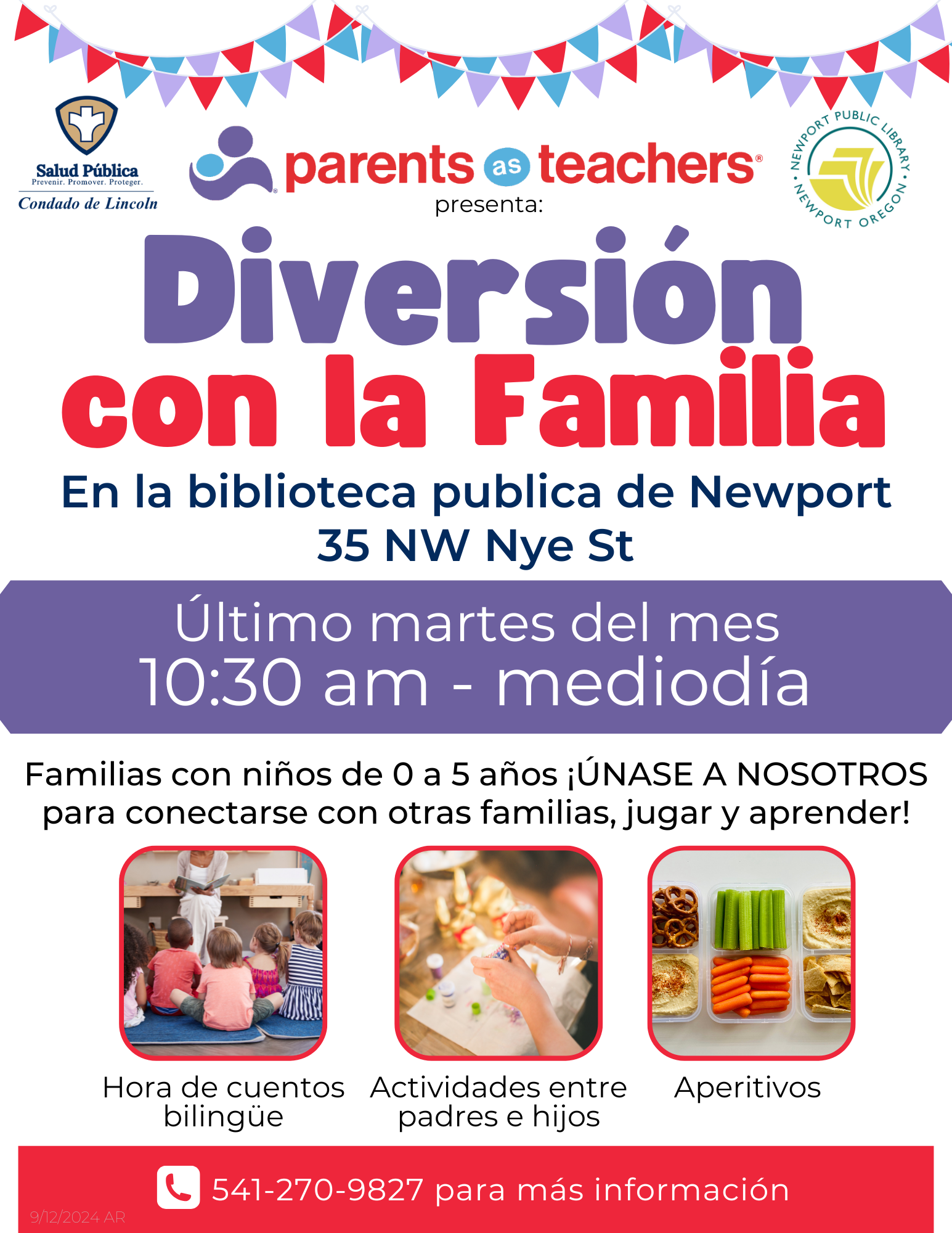 Parents as Teachers Family Fun Time_Newport_Flyer_Spanish_7.22.2024