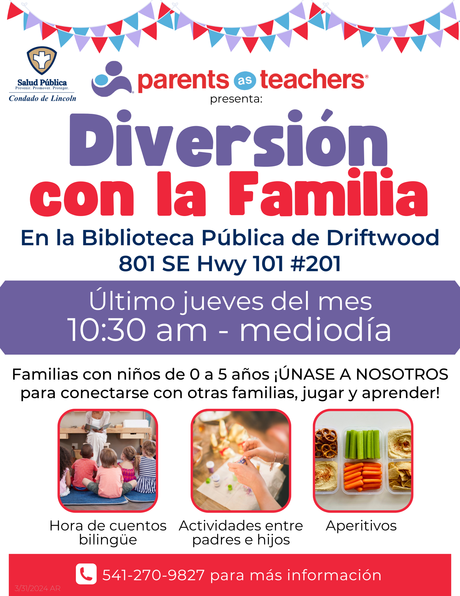 Parents as Teachers Family Fun Time_Lincoln City_Flyer_Spanish_7.22.2024