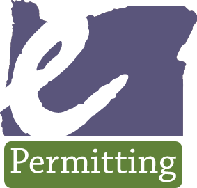 E Permitting Log, State of Oregon with E through it and Permitting Banner below