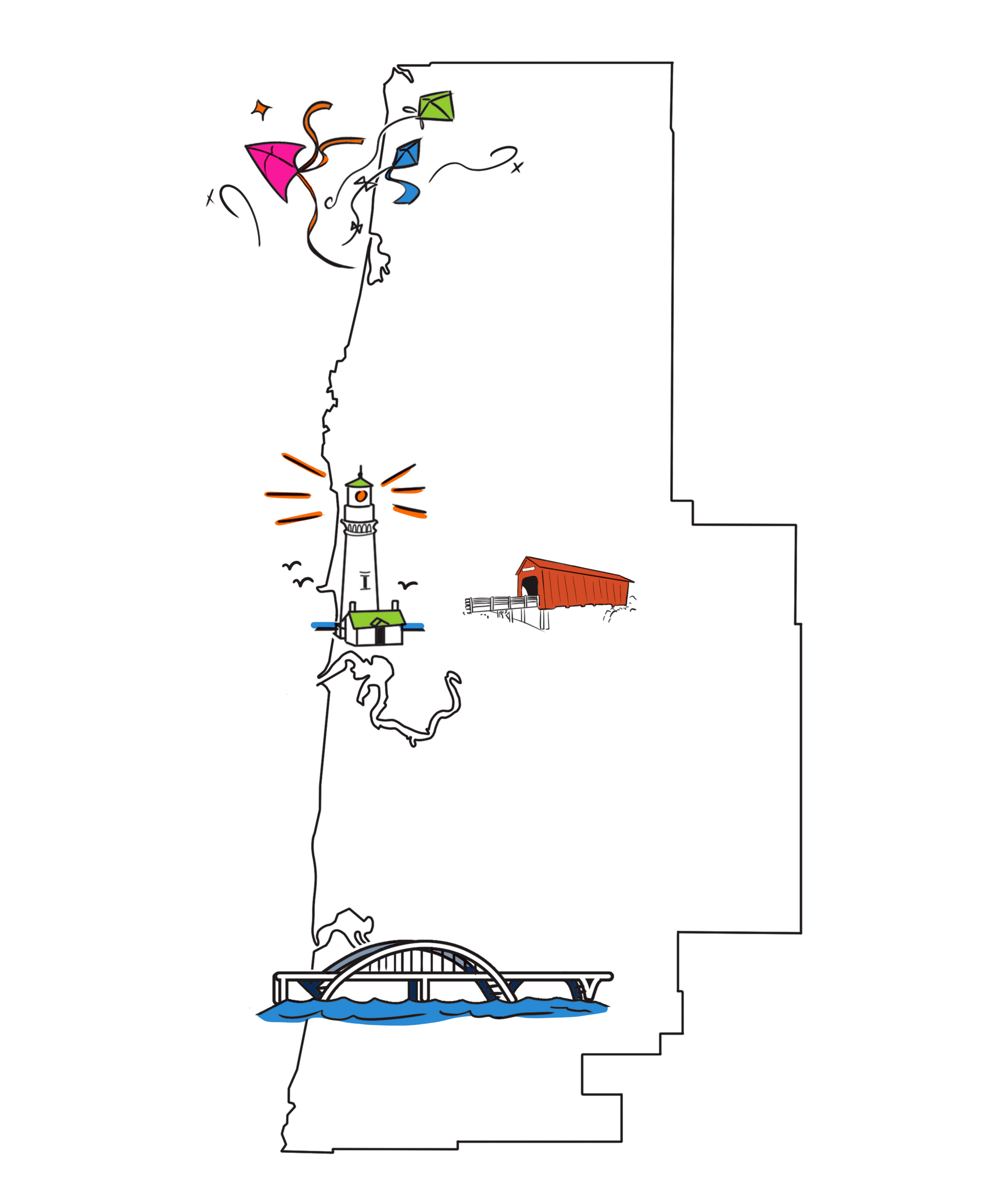 A cartoon map of Lincoln County.
