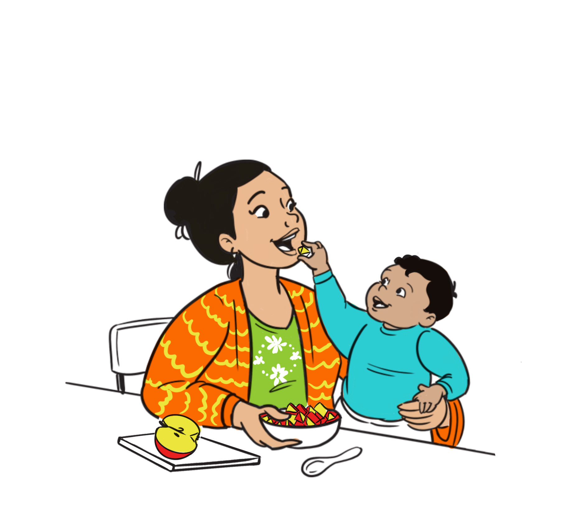 baby feeding mom