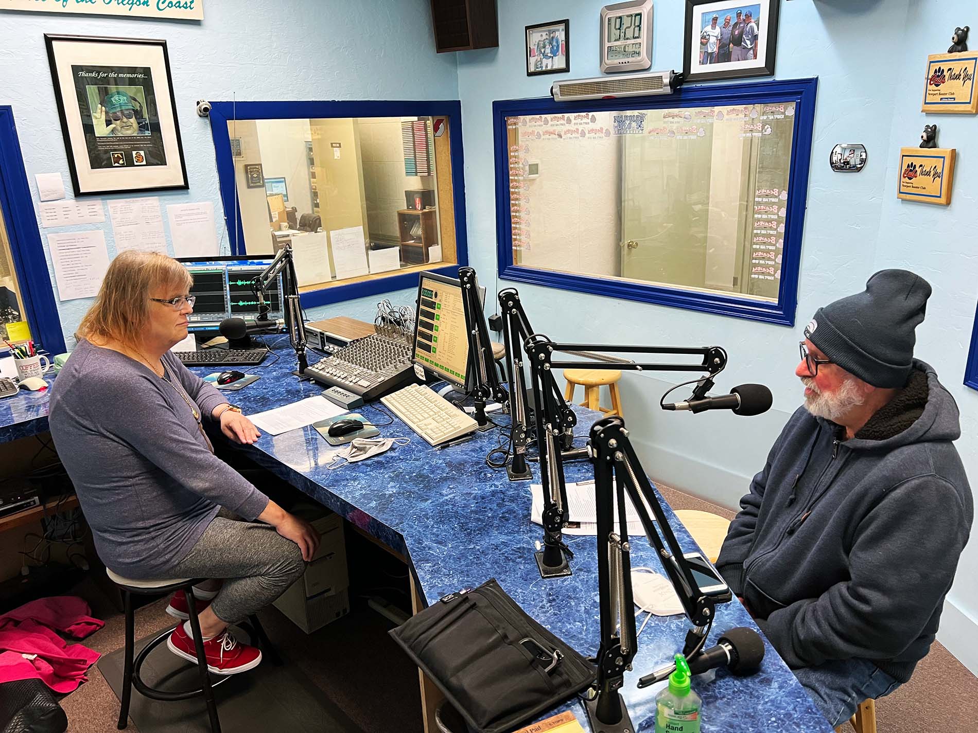 Claire Hall and Wayne Belmont in the studio